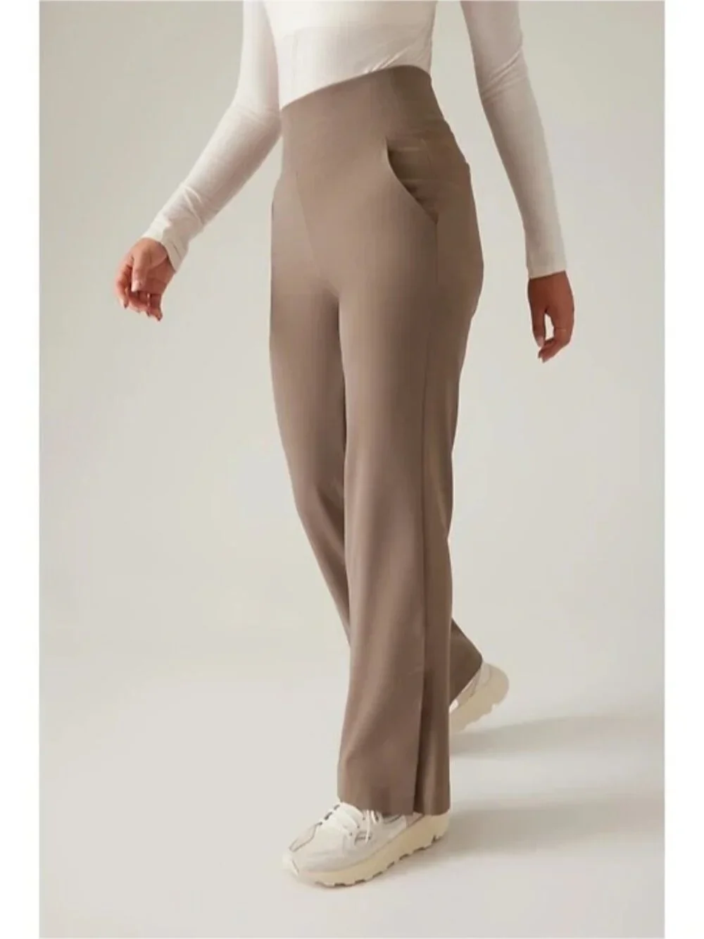 Athleta Venice Flare Pants in Pyrite Brown sz S Tall 34" Inseam - Picture 5 of 14